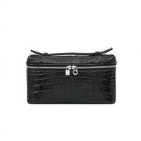Sac à maquillage bandoulière tendance en cuir véritable de crocodile siamois pour femme, petit format carré avec fermeture éclair, vente en gros transfrontalière