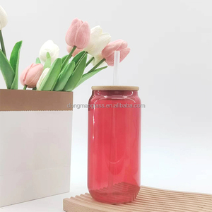 Prezzo di fabbrica all'ingrosso 450ml orso Soda può tazze di vetro con paglia e coperchio - Product Image 1