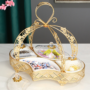 Arabic Decoration Snack Serving Plates Luxury Metal Iron Gold Sugar Dry Fruit Snack <strong>Candy</strong> Serving <strong>Tray</strong> - Product Image 3