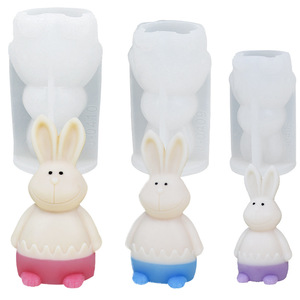 Moule en silicone Lapin <span class=keywords><strong>pour</strong></span> bougies d'aromathérapie, fabrication DIY de bougies parfumées, ornements en plâtre et savons parfumés animaux – Collection Pâques - Product Image 6