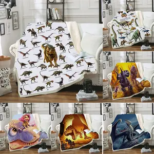 Good Selling Gift Set Toddler Pink Warm Throw Custom Printed Animal Storage Dinosaur Cartoon Luminous Blanket