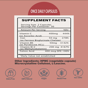 Oem פרטי תוויות ברזל ויטמין c כמוסות גבוהה ספיגה ברזל ספיגה גבוהה עבור אנרגיה - Product Image 4