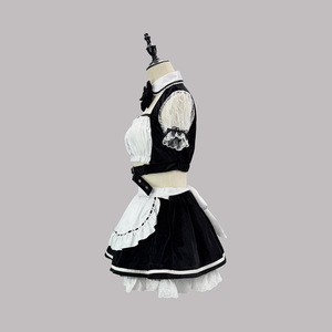 Disfraz de sirvienta de terciopelo con diadema y corbatín de talla grande - Product Image 3