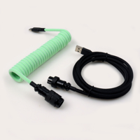 Kabel GX16 Aviator Tipe-C Nylon Coiled 3A Pengisian Cepat Konduktor Tembaga Murni Pelindung Anyaman Panjang 1M untuk Komputer Mekanik