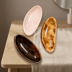 Assiettes à beurre ovales en résine, faites à la main, polies, style américain, écologiques, couleur unie - Product Image 1