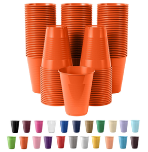 Vasos de Fiesta de Plástico Naranja de 7 oz, Recipientes Desechables para Fiestas, Cumpleaños, Bodas, Baby Shower, Barbacoas, Bares - Product Image 1