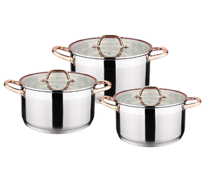 Hot Selling 6pcs Classic Eco-Friendly Stainless Steel Soup <b>Pot</b> <b>Set</b> with Glass Lid for Gas & Induction Cookers - Product Image 1