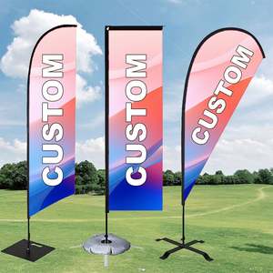 Drapeau publicitaire personnalisé pour événements extérieurs, imprimé par sublimation, logo, imperméable, plume de drapeau télescopique en polyester pour la plage - Product Image 2