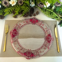 Assiettes de présentation de luxe en plastique transparent à motif baroque, réutilisables pour la table, la restauration et la décoration d'événements