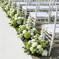 Arrangements floraux artificiels blancs et verts personnalisés pour allée de mariage, décorations de chaises, centres de table pour cérémonie, décorations d'événements et de mariages