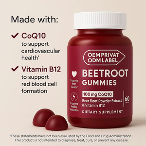 Directo de fábrica, gomitas de raíz de remolacha personalizadas, corazón, energía saludable, soporte de resistencia, suplementos vitamínicos - Product Image 3