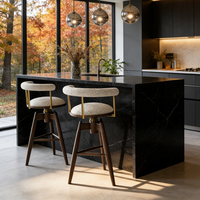 Chaises de bar nordiques / Chaises de comptoir avec dossier incurvé, tabourets de luxe, couleur de cuir personnalisée, chaises de bar en bois