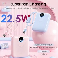 Batterie porte-clés de voyage portable 10000mAh avec interface d'entrée micro USB et câbles intégrés Chargeur portable