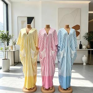 Vestido Camisero Holgado de Manga Corta con Rayas Dulces, Talla Grande Africana, Novedad de Verano 2026 para Mujer, Estilo Europeo Americano Transfronterizo - Product Image 1