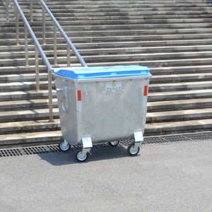 1.1 M3 आउटडोर स्ट्रीट मोबाइल ट्राली धातु जस्ती स्टील अपशिष्ट कंटेनर 1100 एल बकवास बिन कंटेनर - Product Image 4
