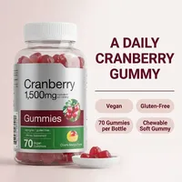 Gummies à la canneberge 1500 mg par portion, véganes, sans gluten, saveur cerise mangue, flacon de 70 gummies