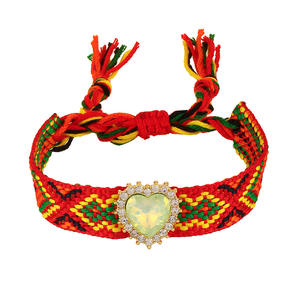 Braccialetto in lega di cristallo a forma di <span class=keywords><strong>cuore</strong></span> intrecciato che cambia colore con frange alla moda bracciale a mano per le signore - Product Image 5