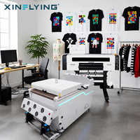 Imprimante DTF XinFlying 24 pouces (60 cm) à double tête avec carte Honson et machine de saupoudrage rouleau à rouleau pour T-shirts