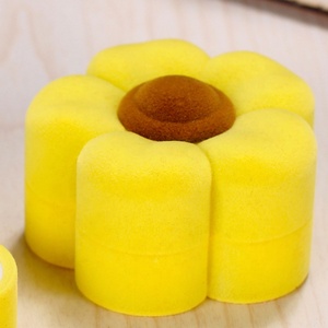 Forma di girasole floccante orecchino pendente in velluto scatola portaoggetti elegante portagioie per organizzare i tuoi amati pezzi - Product Image 3