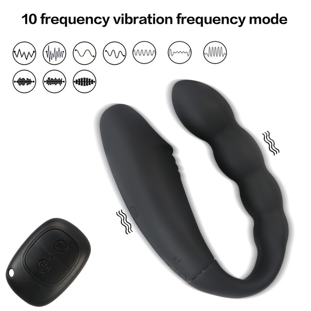 Guangzhou Charging U-shaped Dual Head Vibrator for Couple Masturbation Silicone Bead Anal Plug Remote Control Jumping Egg