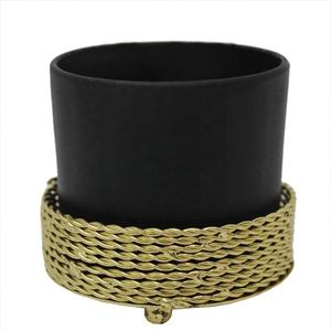 Soporte votivo para decoración del hogar, Material de hierro y vidrio, latón plateado, forma redonda, negro, estilo moderno, vela, jarra hecha a mano personalizada - Product Image 1