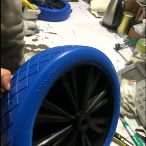 Neumático de espuma PU de 14 pulgadas de nuevo diseño, llanta de plástico PP de gran tamaño, ruedas planas libres, uso Industrial, carrito de jardín, carro de mano, carro Dolly Wagon - Product Image 5