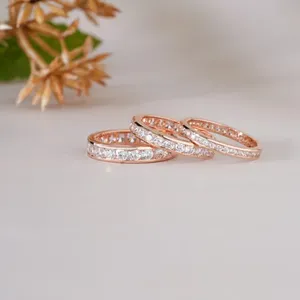 Elegant rose gold triple band diamond <b>ring</b> for women luxury bridal engagement anniversary gift modern stylish fine jewelry - Product Image 1