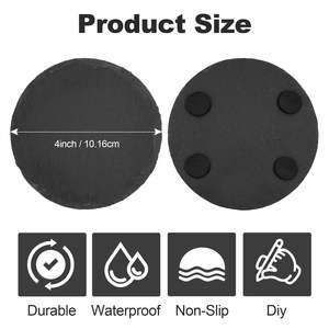 Posavasos de Pizarra Negra Cuadrados de 4 Pulgadas al por Mayor, para Grabado Láser, Logotipo Personalizado, Posavasos Redondos de Pizarra - Product Image 2