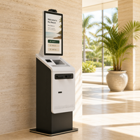 Kiosque de check-in commercial pour hall d'hôtel avec lecteur de passeport, recycleur de billets, impression de reçus et distributeur de cartes-clés de chambre