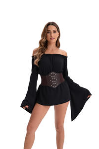 Disfraz de Halloween para Mujer, Estilo Renacentista Medieval, Top de Manga Larga y Falda Pirata, Disfraz Sexy para Fiesta de Carnaval, Baile y Escenario - Product Image 1