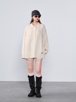 Pull en cachemire pur à 100% pour femme, col rabattu surdimensionné, boutonné, lourd, chaud, doux, tricoté pour l'hiver