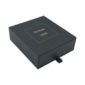 Sang Trọng Màu Đen Giấy Ngăn Kéo Tóc Mở Rộng Bó Hộp Đóng Gói Tóc Giả Màu Trắng Bao Bì Hộp Với Biểu Tượng Tùy Chỉnh - Product Image 3