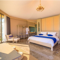 Tente de glamping de luxe semi-permanente en toile de safari, double couche, quatre saisons, ignifuge, pour hôtel-resort et retraite écologique