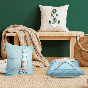 A400 Ocean <span class=keywords><strong>Beach</strong></span> Fundas De Almohada Funda de cojín Náutico Summer Factory Starfish Lighthouse Velero Throw Sea Themed Funda de cojín - Product Image 6