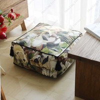 Coussin de sol de style nordique, imprimé feuilles de plantes, coussin carré pour la décoration du salon