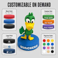 Figurine de personnage animal 3D en PVC souple, mascotte IP personnalisée avec logo, décoration de bureau, ornement, figurine de dessin animé en vinyle