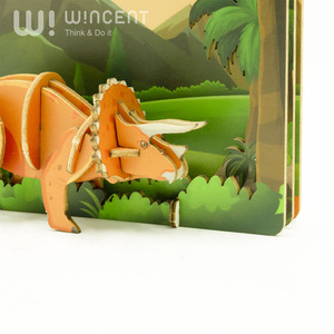 OEM ecológico Triceratops Animal niños Mini madera <span class=keywords><strong>3D</strong></span> <span class=keywords><strong>Dino</strong></span> madera contrachapada rompecabezas juego para niños - Product Image 5
