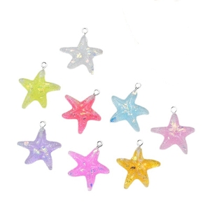 Bonitos dijes de estrella de poder con purpurina de resina celestial para joyería DIY para collar, pulsera, pendiente, bolsa artesanal, decoración de llavero - Product Image 1