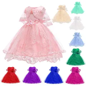 Chaude 2019 ebay nouveau design fumé anniversaire princesse multicouche petit enfant fête 0-10years bébé fille dentelle fleur enfants robe