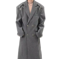 Vente en gros Long manteau en laine de cachemire véritable personnalisé pour hommes simple face en laine véritable sur un côté vêtements pardessus double boutonnage