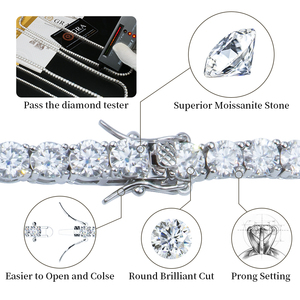Groothandel 2 3 4 5 6 mm Hiphop Iced Out 925 <span class=keywords><strong>Sterling</strong></span> Zilver VVS Lab Grown Moissanite Diamant Tennis Ketting & Armband - Product Image 3