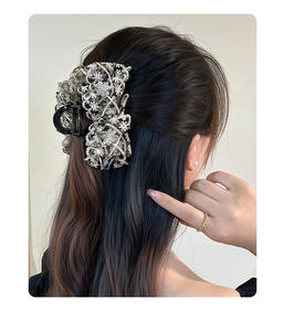 Pinza de Pelo Coreana de Malla con Lazo Romántico Francés, Accesorios para el Cabello para Bodas y Fiestas para Mujer - Product Image 5