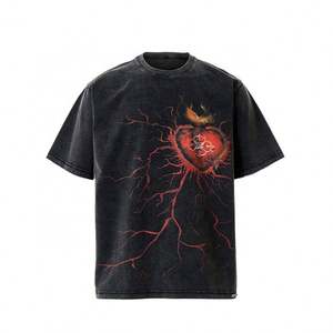 T-shirt personnalisé en coton Pima pour hommes T-shirt délavé à l'acide graphique Hip Hop de qualité supérieure - Product Image 2