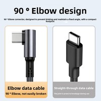 Câble de charge rapide et de transmission de données USB Type-C vers USB-A à angle droit en nylon 0,1m/0,2m/0,3m/50cm pour iPhone 17/16/15/14 Pro Max