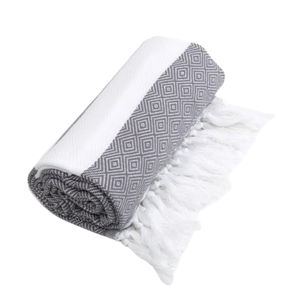 Serviette de plage en mousseline personnalisée avec logo imprimé pour adultes, séchage rapide, design cabana avec rayures en relief et sac zippé - Product Image 3