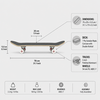 Planche de skateboard complète en bois d'érable 7 plis OEM personnalisée 80 cm Double Kick avec graphisme graffiti et casque pour adultes