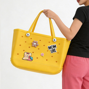 Sac de <span class=keywords><strong>plage</strong></span> pour femme, grande capacité, <span class=keywords><strong>CROS</strong></span> Storage, sac seau portable, sac fourre-tout à porter à l'épaule, forme carrée ouverte tridimensionnelle, couleur unie - Product Image 3