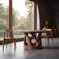Table à manger contemporaine en bois massif sur mesure 2026 avec base ouverte pour coin petit-déjeuner, mobilier de cuisine moderne