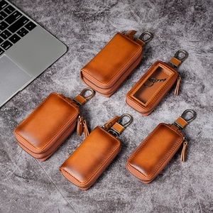 Étui <span class=keywords><strong>de</strong></span> protection pour clés <span class=keywords><strong>de</strong></span> voiture en cuir véritable <span class=keywords><strong>de</strong></span> <span class=keywords><strong>vachette</strong></span>, style rétro, avec <span class=keywords><strong>double</strong></span> fermeture éclair, pour clés <span class=keywords><strong>de</strong></span> porte <span class=keywords><strong>de</strong></span> voiture - Product Image 2