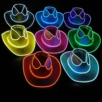 Cappello da Cowboy Personalizzato 2026 con Luci Lampeggianti, Decorazione al Neon, Cappello LED per Festival, Cappelli Luminosi per Feste EDC per Adulti